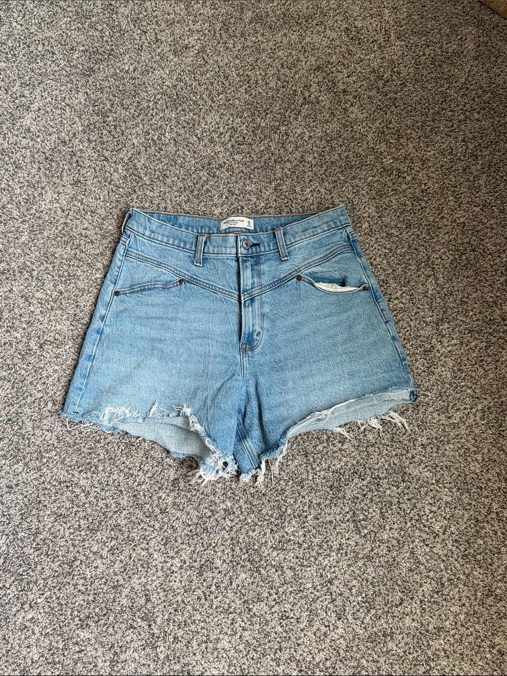 Abercrombie & Fitch Light Blue High-Rise Denim Shorts